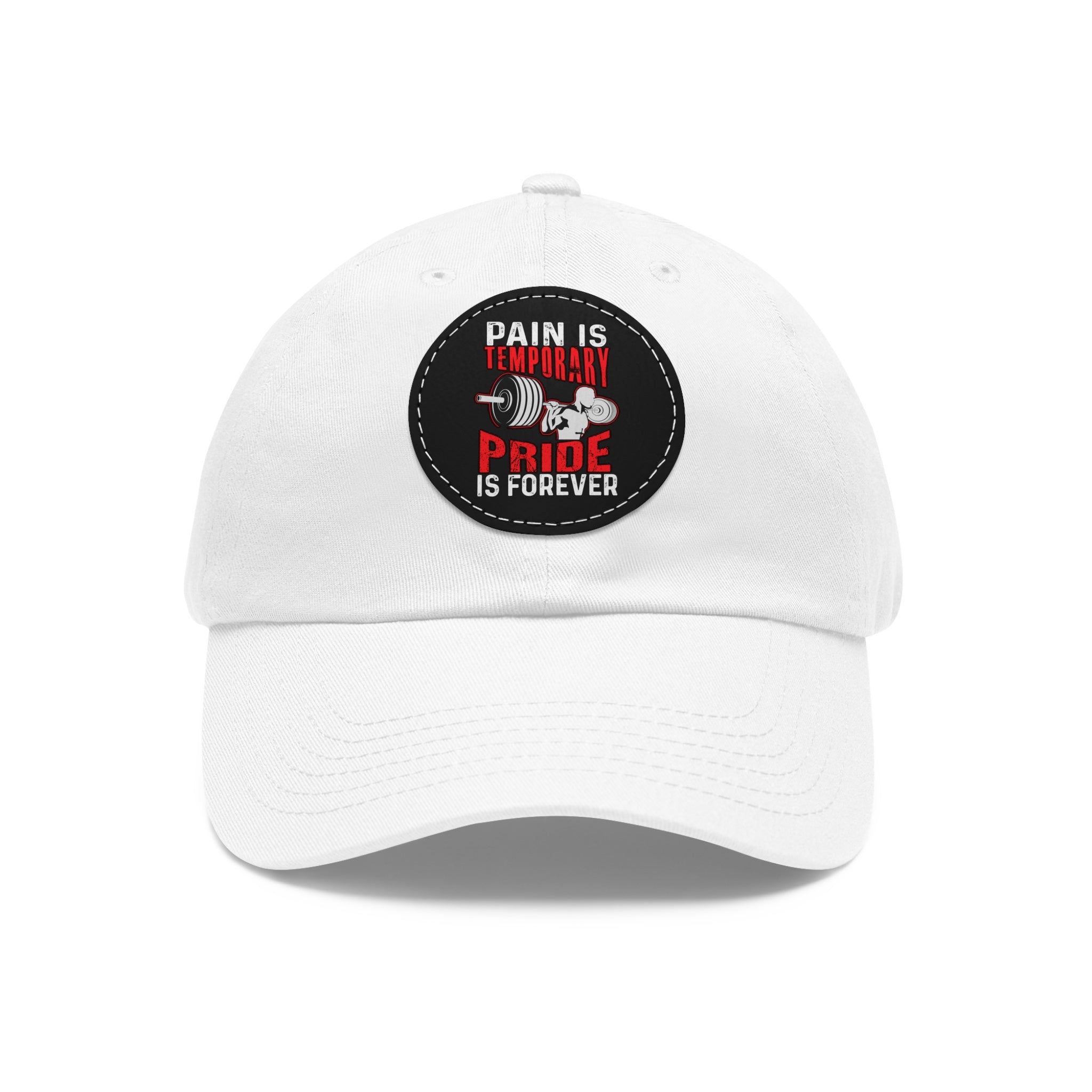 Dad Hat, Workout Cap with Leather Patch - Gym Pride, Motivational Fitness Gift - Round Brim Baseball Cap, Sport Headwear,